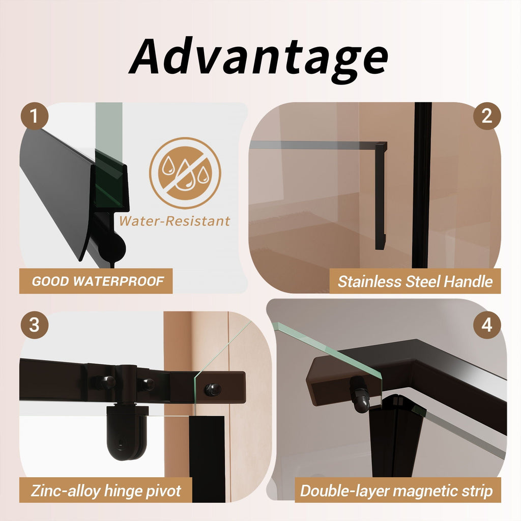 Frameless Neo Angle Shower Door WithTempered Glass