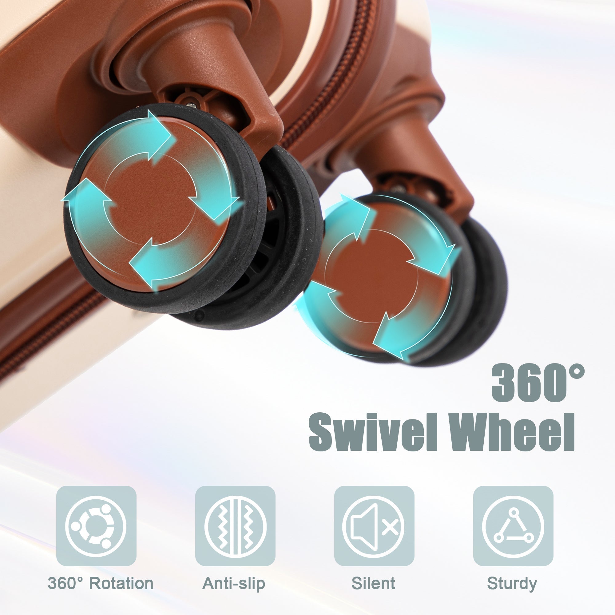 14'/20' 2-Piece Beige ABS Spinner Wheel Luggage Set