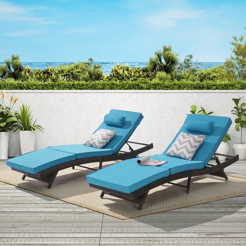 Outdoor Wicker Reclining Chair Set of 2