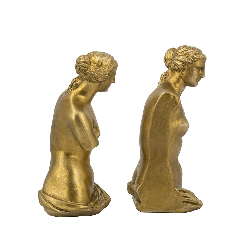 Set of 2 Venus de Milo Bust Bookends with Gold Finish