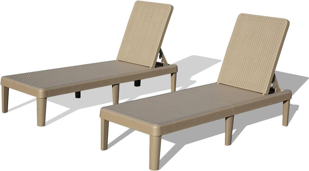 Pool Lounge Chairs Set of 2 with Adjustable Backrest