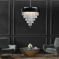 18-inch Modern Crystal Chandelier with Black Velvet Shade
