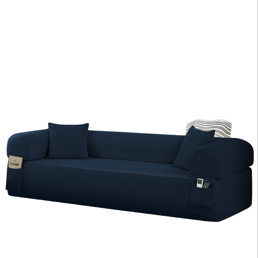 Spring Sofa with High-Quality Fabric, Pillows & Storage in Blue