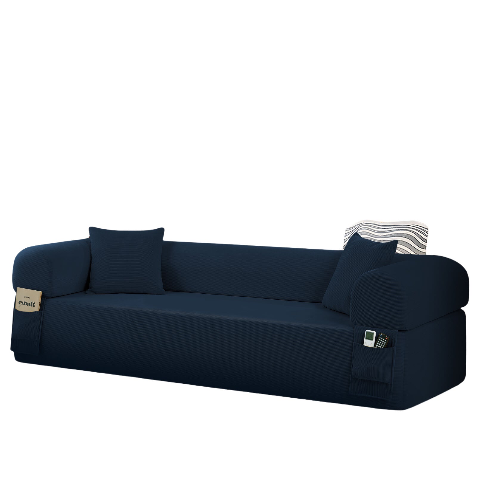 Spring Sofa with High-Quality Fabric, Pillows & Storage in Blue