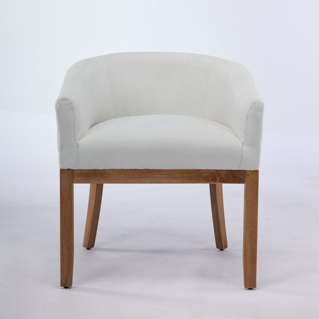 Mid Century Modern Upholstered Barrel Dining Chair with Arms