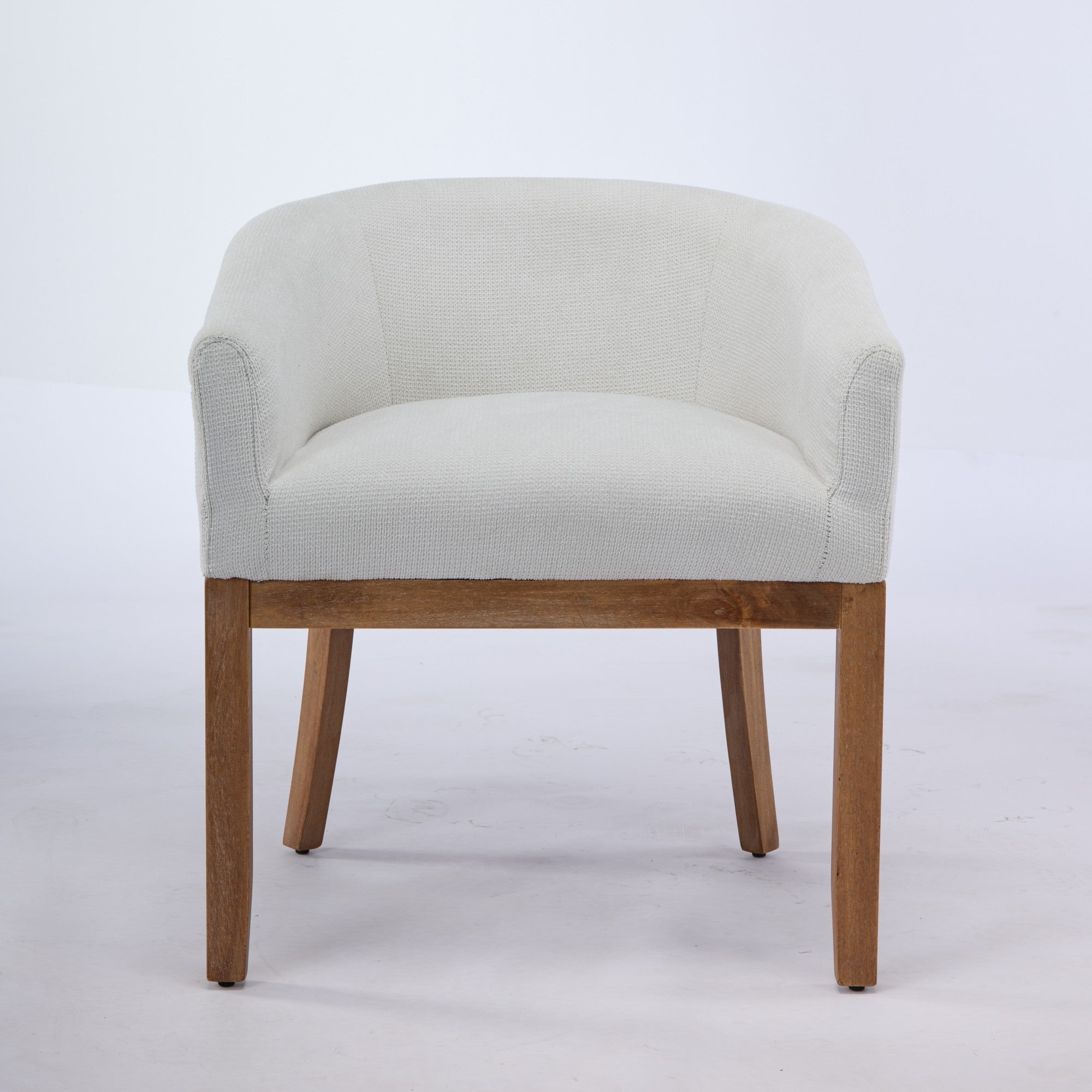 Mid Century Modern Upholstered Barrel Dining Chair with Arms