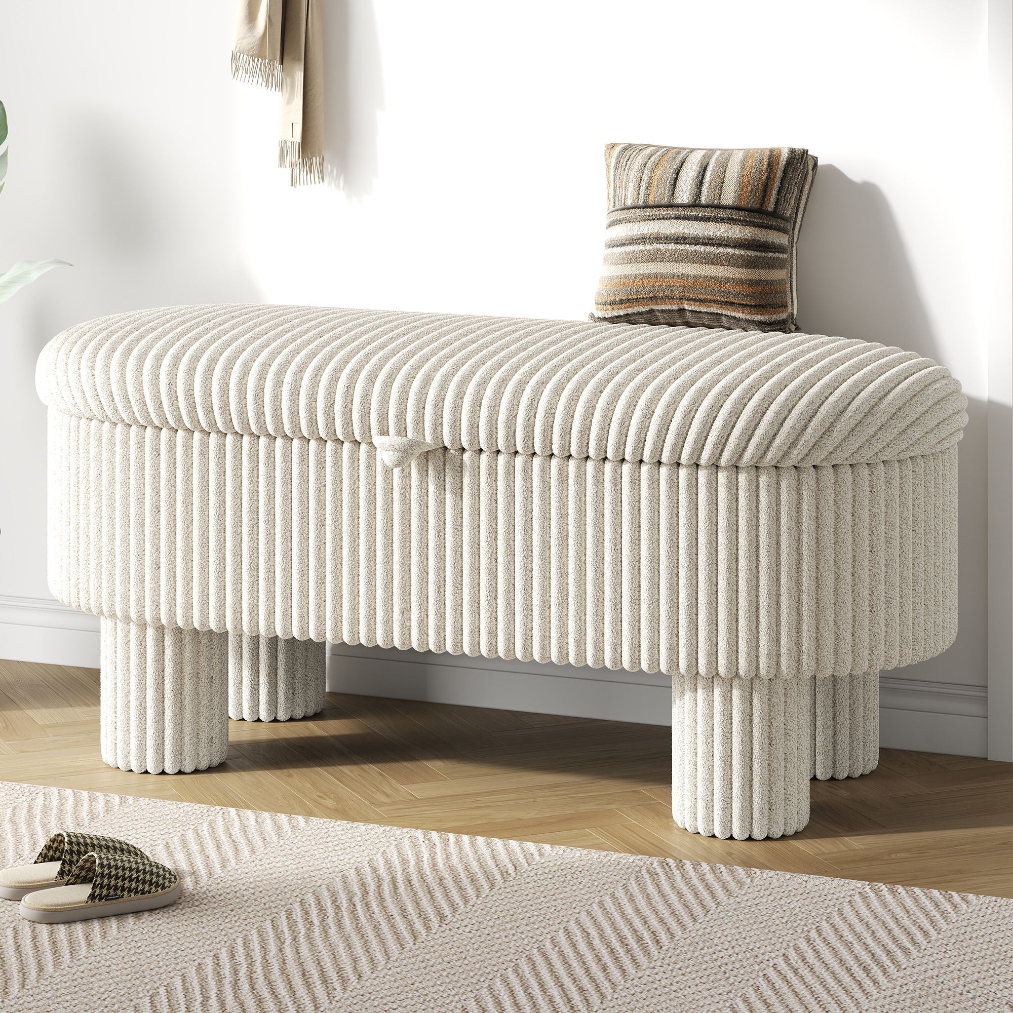 Storage Ottoman Upholstered Bench With Lift-Top Storage