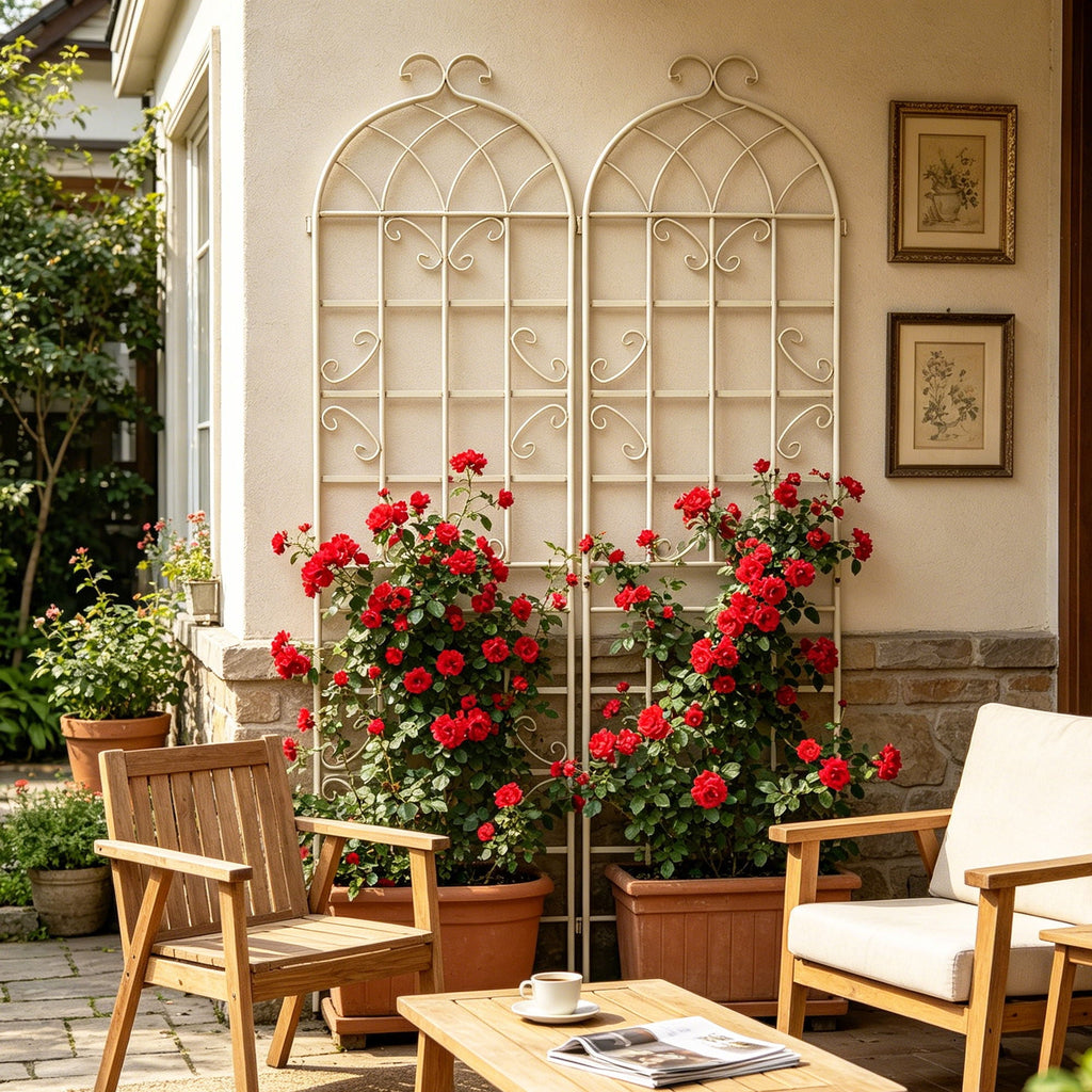 Metal Garden Rustproof Trellis For Climbing Plants Outdoor Flower Support