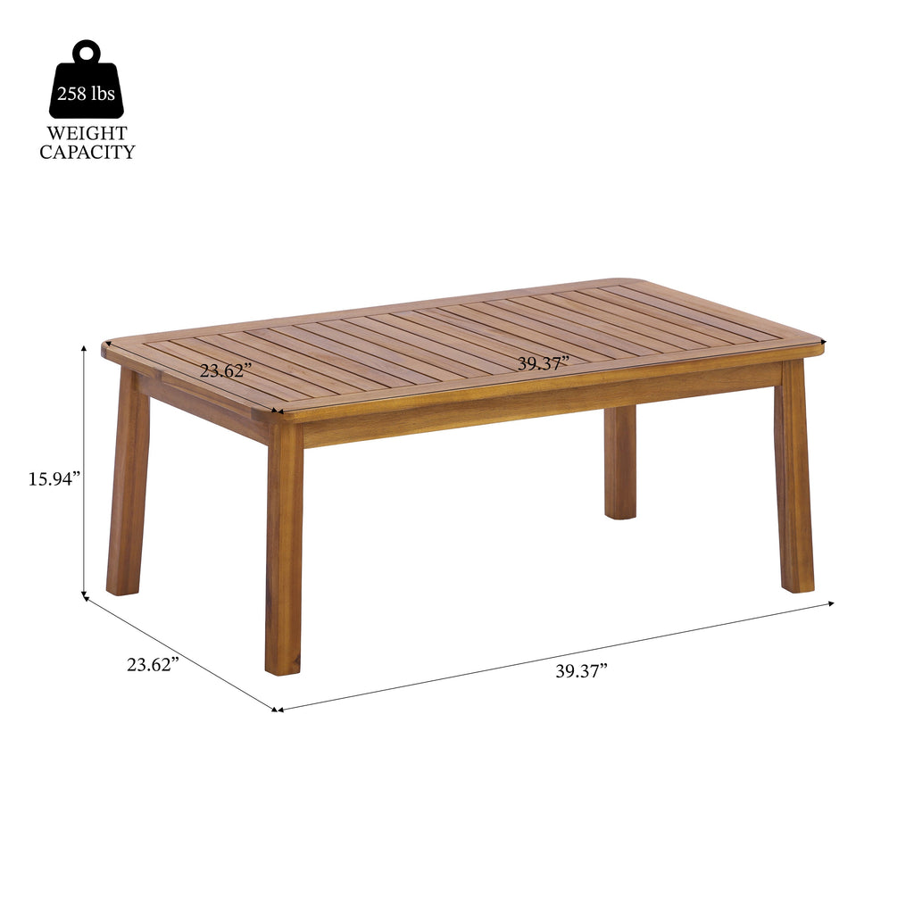 2-Pieces Outdoor Sofa Set with Cushions Teak Acacia Wood