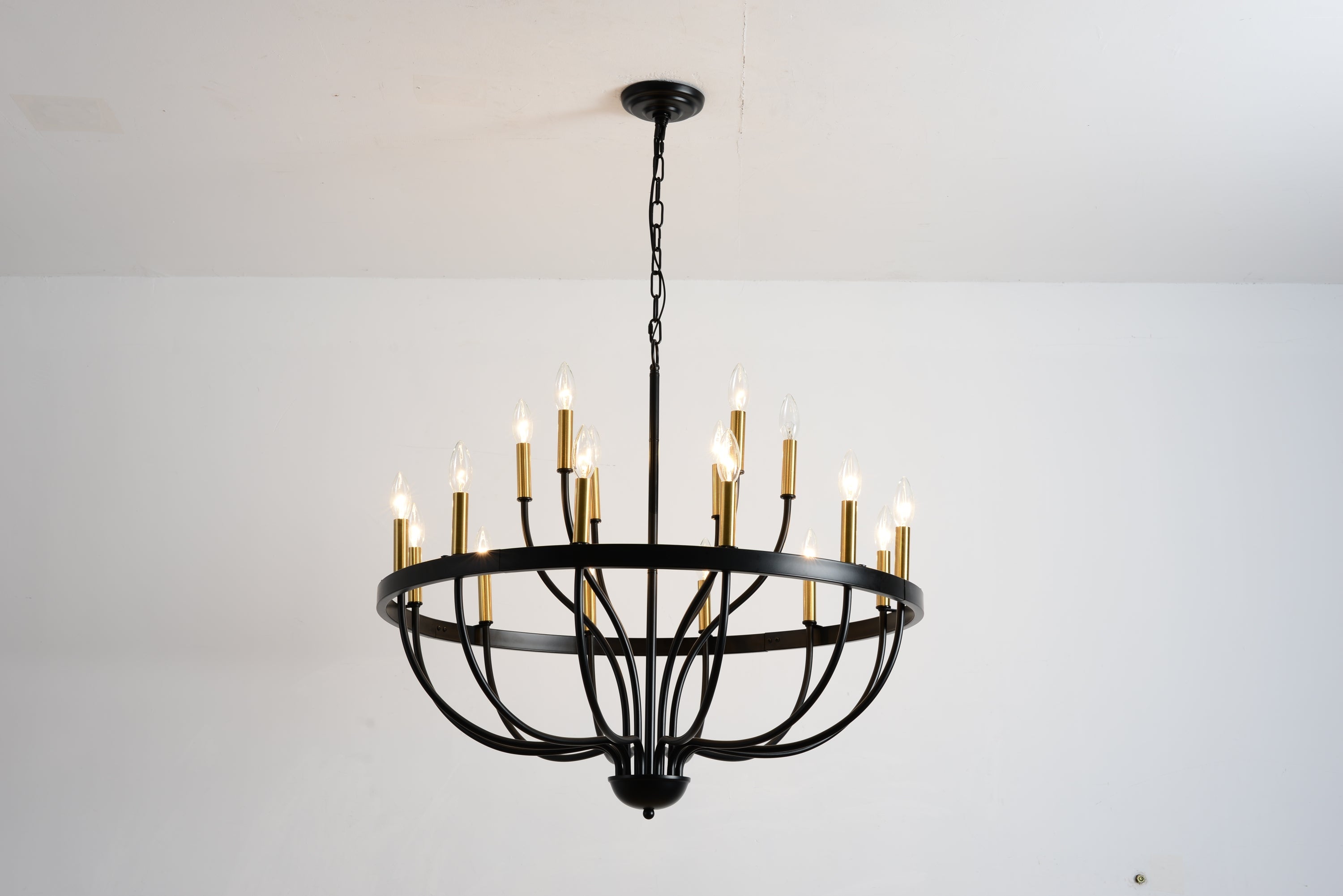 15-Light Industrial Iron Candle Chandelier Modern Farmhouse Pendant Light