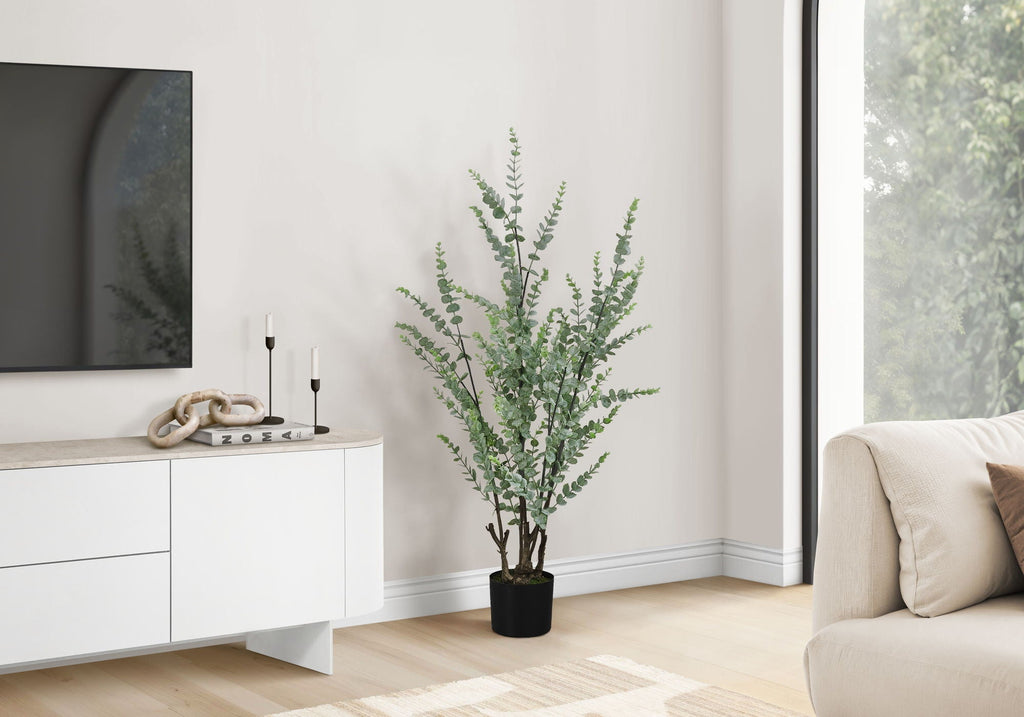 44" Tall Artificial Eucalyptus Plant with Black Pot