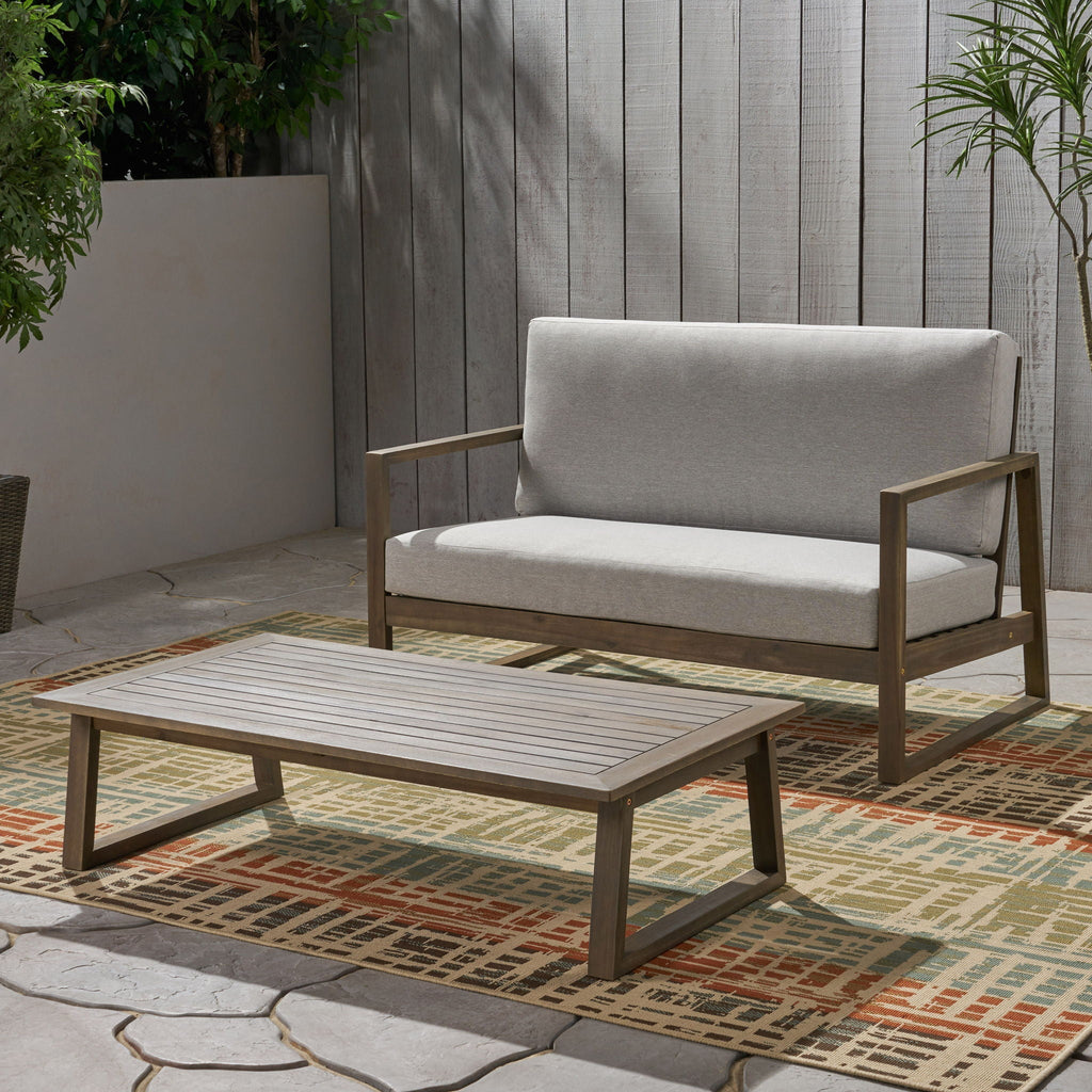 Belgian Loveseat & Coffee Table Set With Water Resistant Cushions