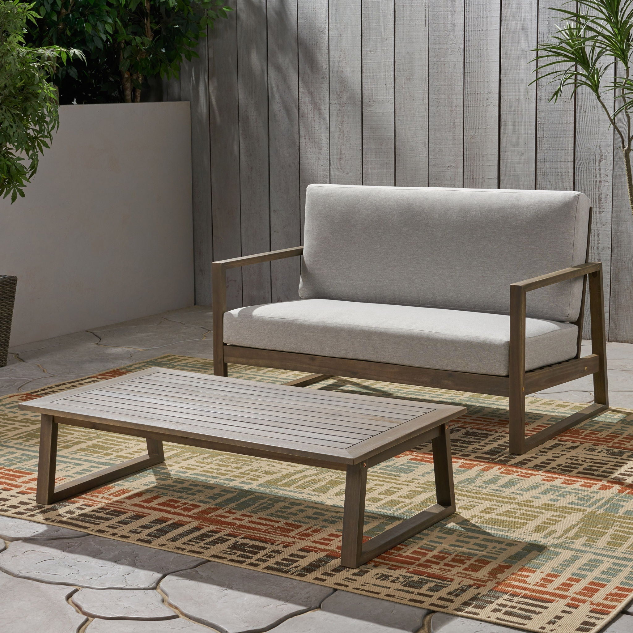 Belgian Loveseat & Coffee Table Set With Water Resistant Cushions
