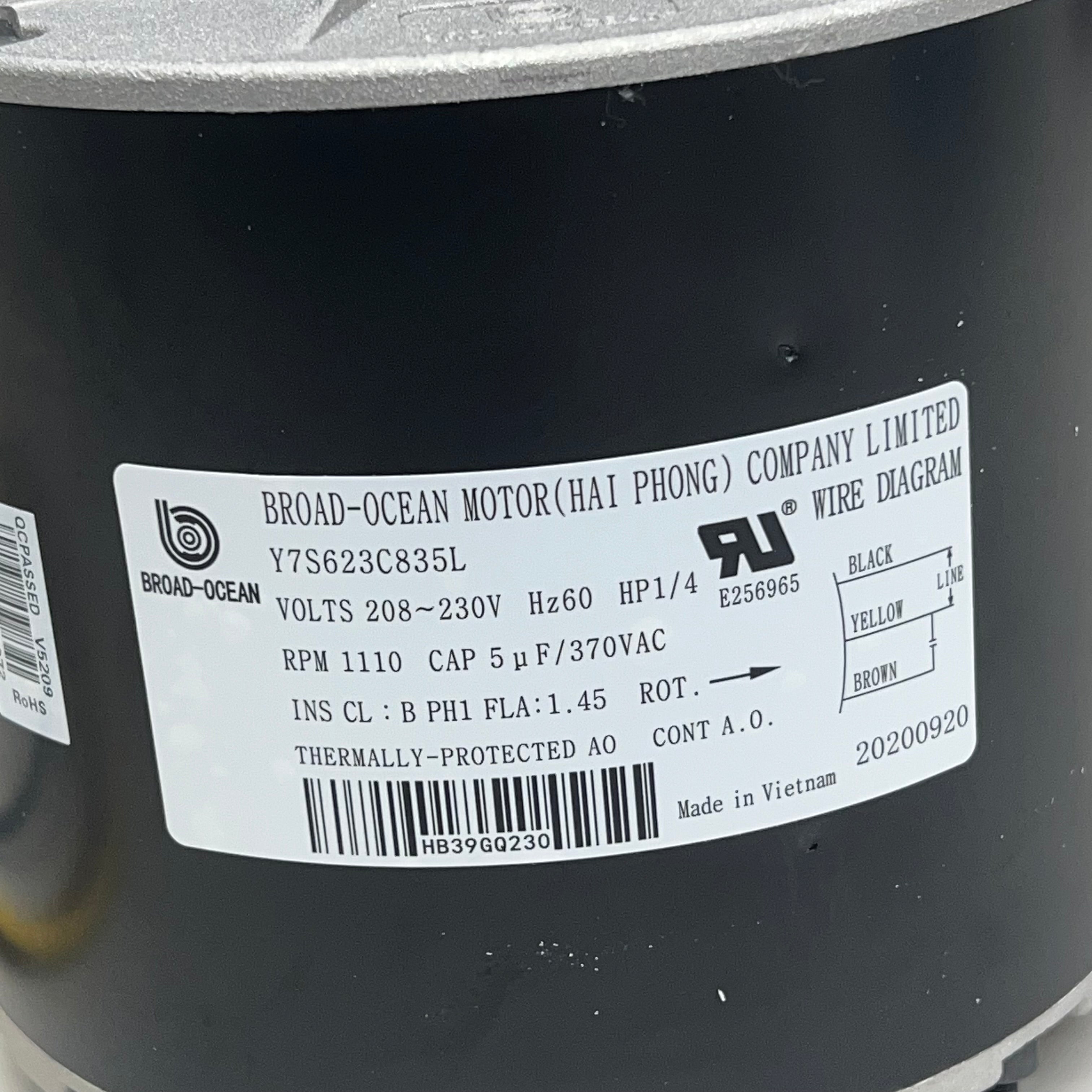Broad-Ocean Motor Condenser For ICP HVAC Equipment 2.5"x1/2" Black/Silver 1185924