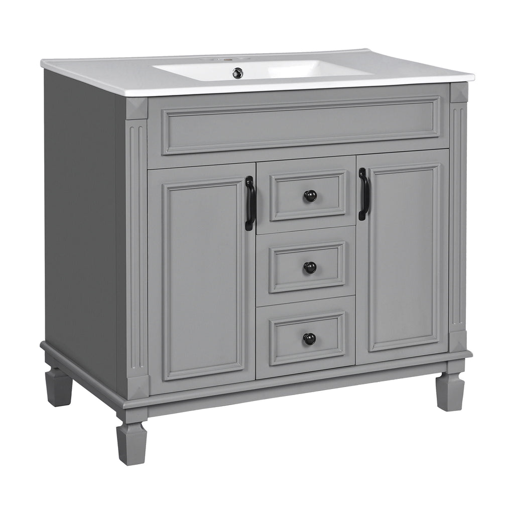 Bathroom Vanity With Top Sink and Soft-Closing Storage