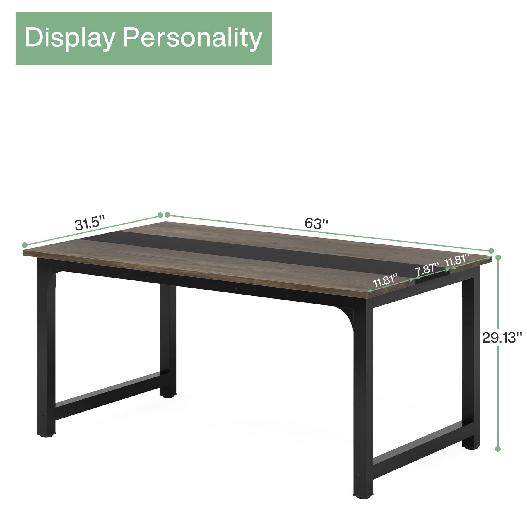 Large Computer Desk With Steel Frame for Home Office Workstation