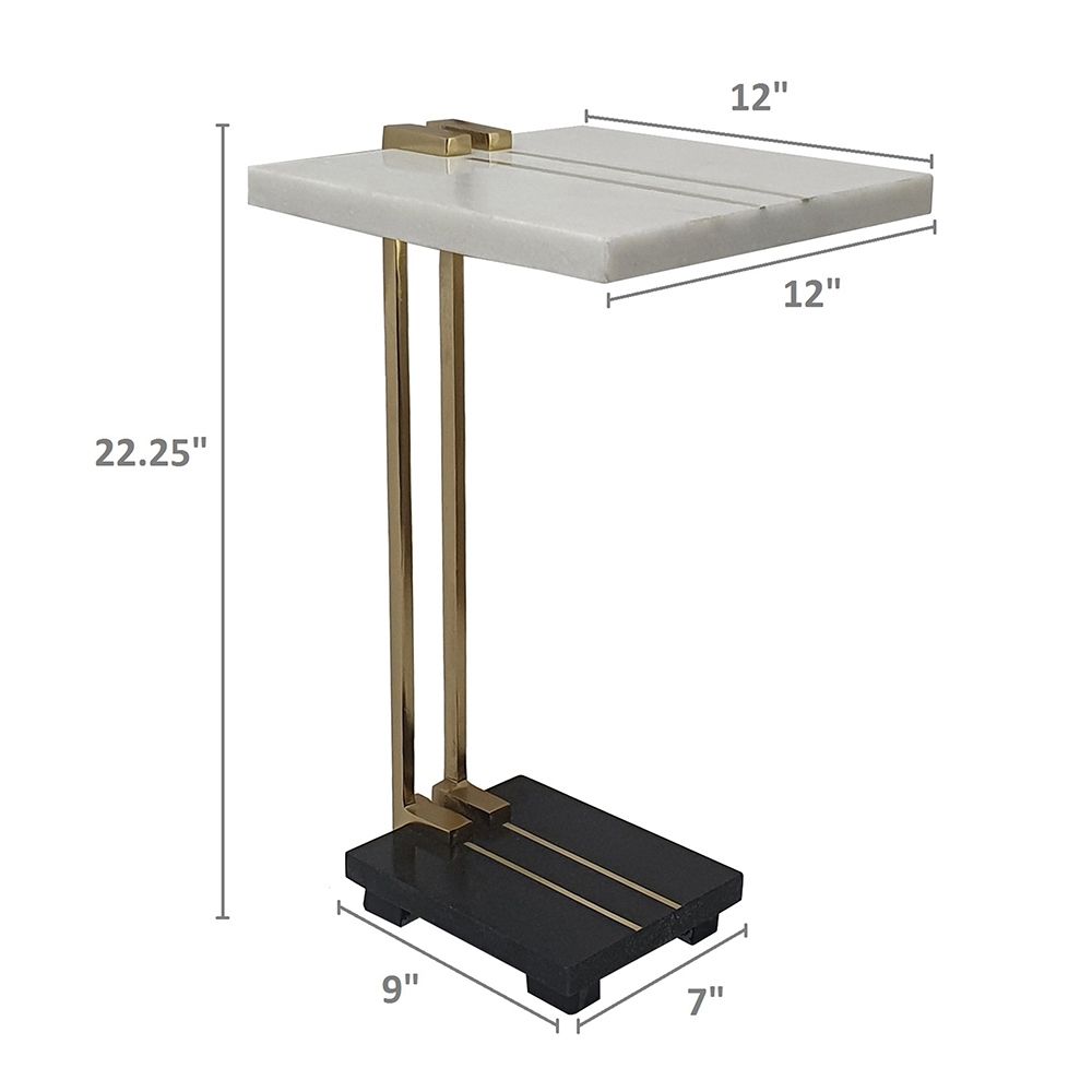 Crystal Side Table With Metal Frame, Artistic Accent Table For Living Room