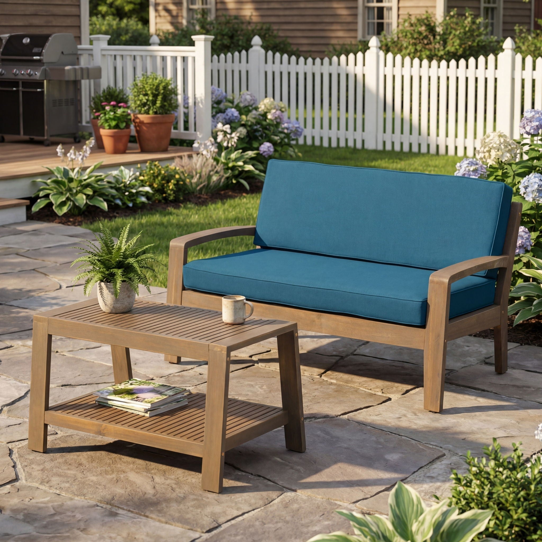 2 Piece Outdoor Conversation Set – Loveseat & Coffee Table with Water-Resistant Cushions