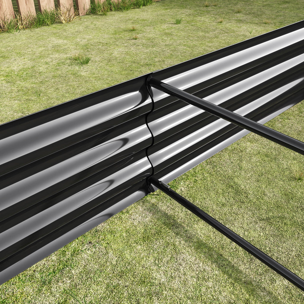 Raised Garden Bed Kit - Metal 7.6x3.7x0.98 ft Black