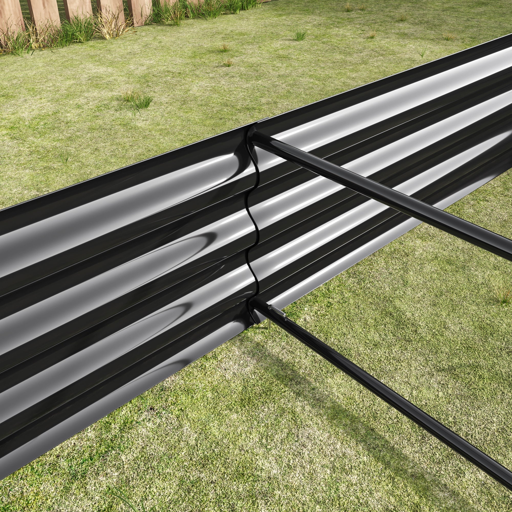 Raised Garden Bed Kit - Metal 7.6x3.7x0.98 ft Black