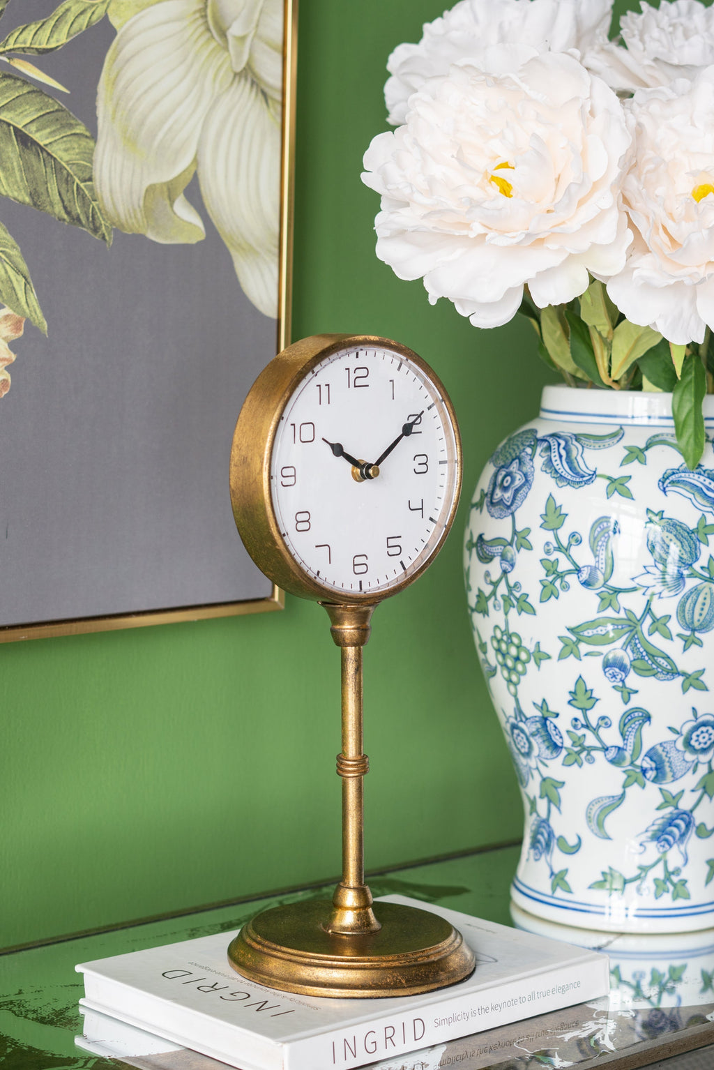 6.5x5.9x15.2' Vintage Inspired Gold Iron Table Clock