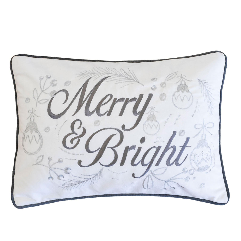 Merry & Bright Christmas Throw Pillow – 14x20 Velvet Lumbar Cushion