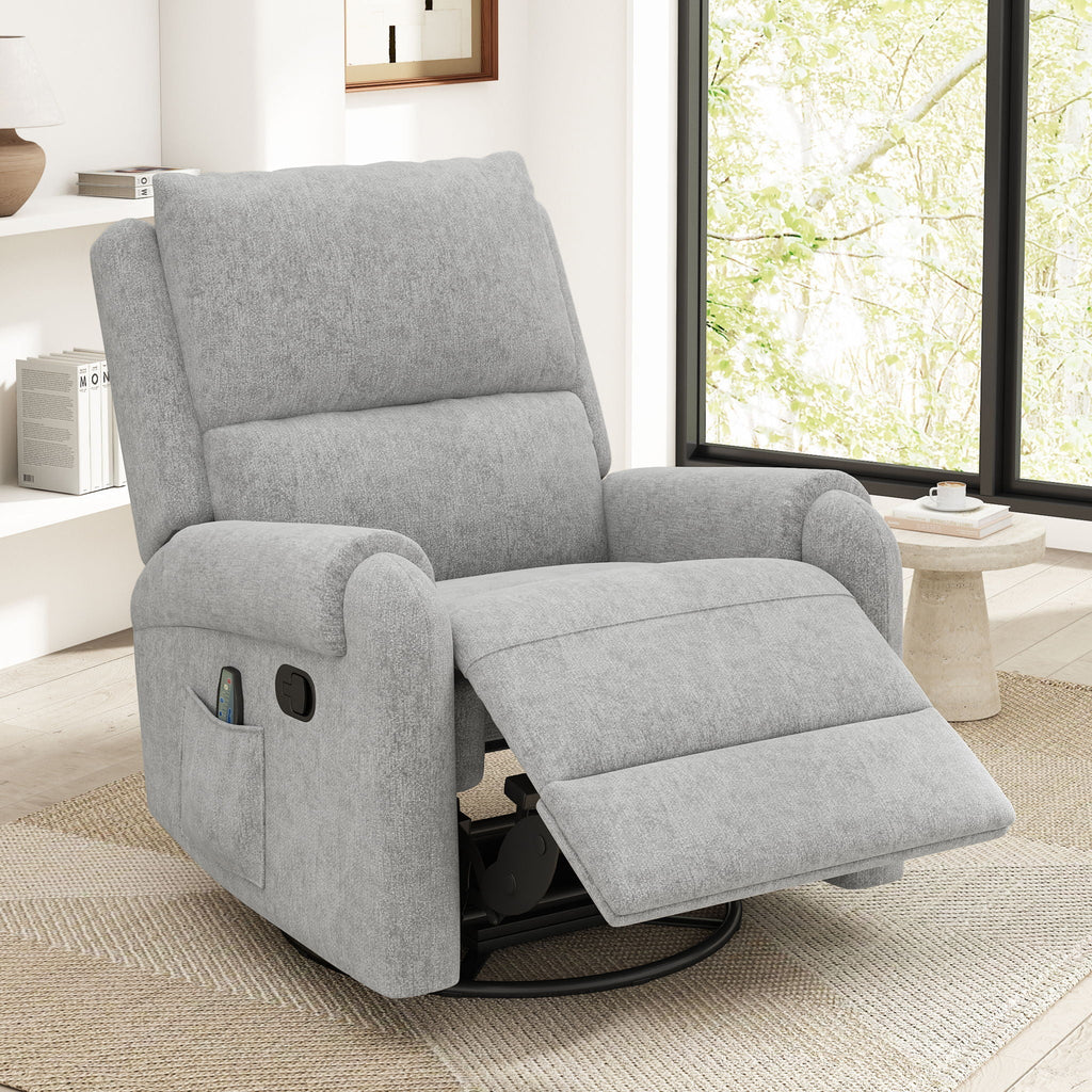 Manual Recliner Massage Chair With Swivel Rocker, 8 Massage Modes, Side Storage Pocket