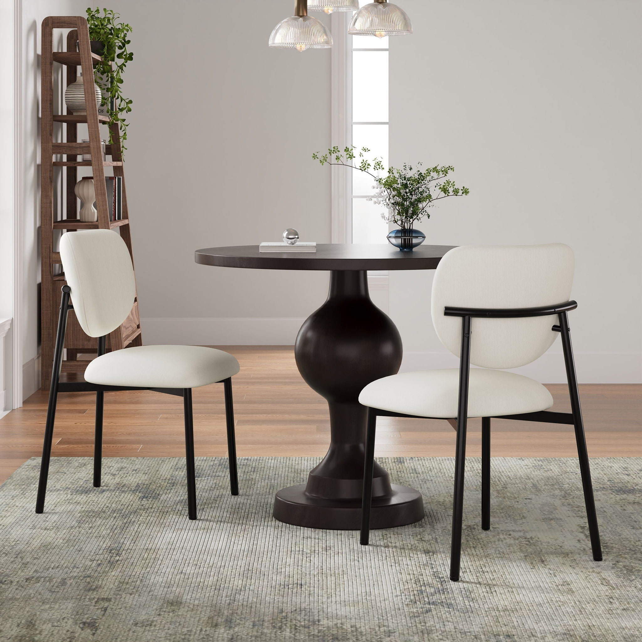 Modern Upholstered Dining Chairs With Metal Legs (Set of 2) - Beige