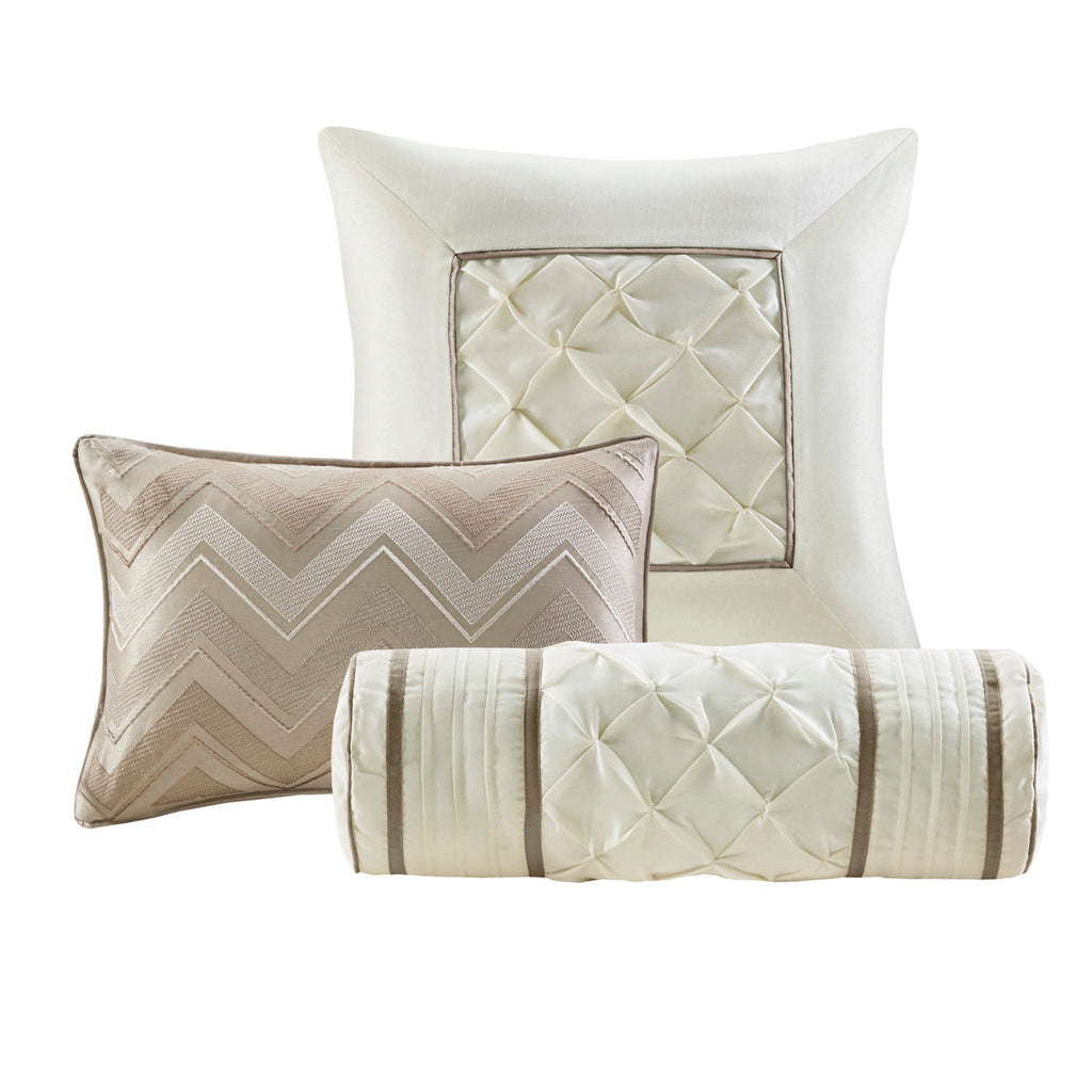 7 Piece Tufted Comforter Set Taupe California King
