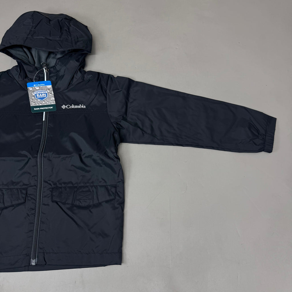 COLUMBIA Rain-Zilla Fleece Lined ZipUp Jacket Unisex Youth Sz XS Black RB3418-015