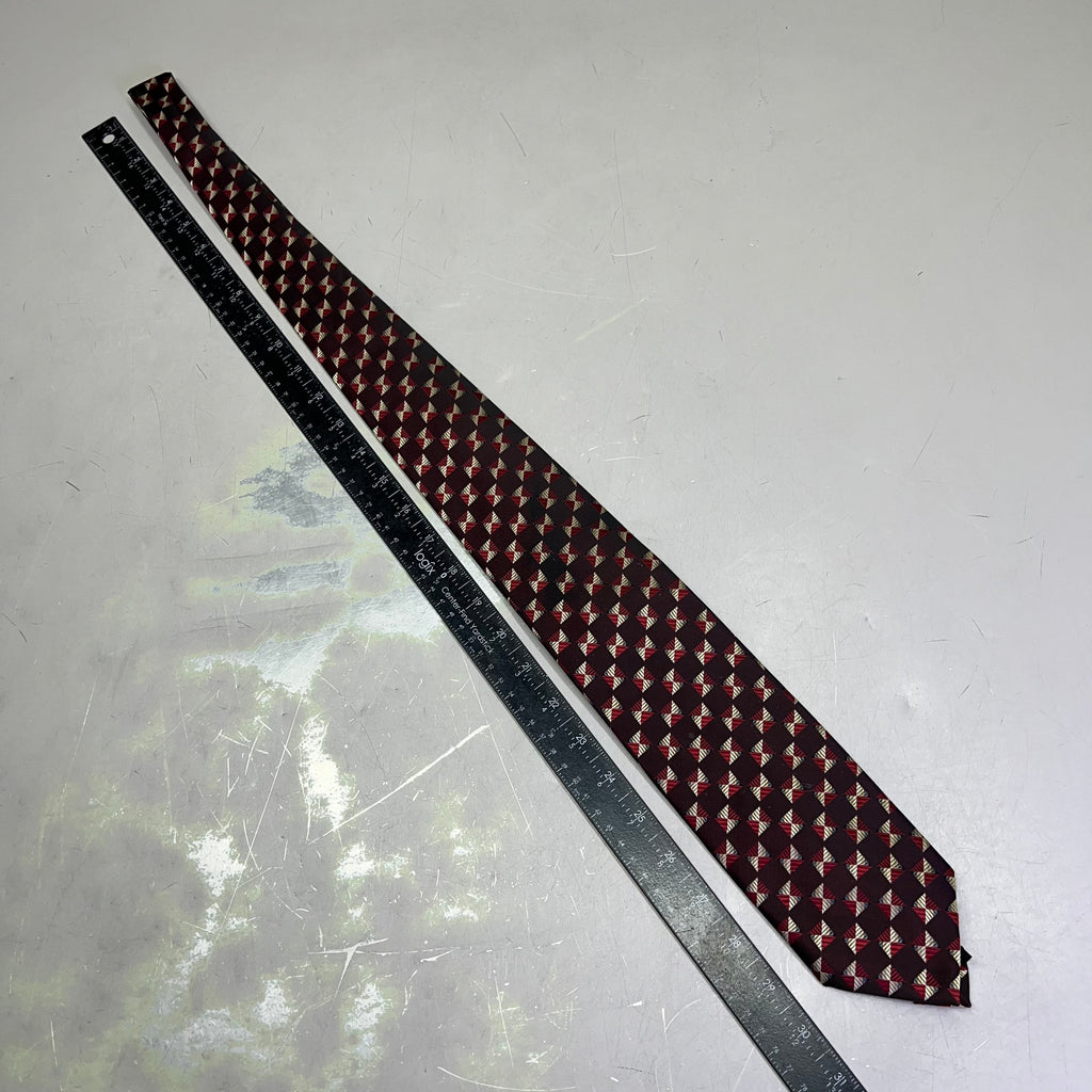ALEXANDER JULIAN COLOURS Square Pattern Made Tie 64" Maroon/Red/Yellow