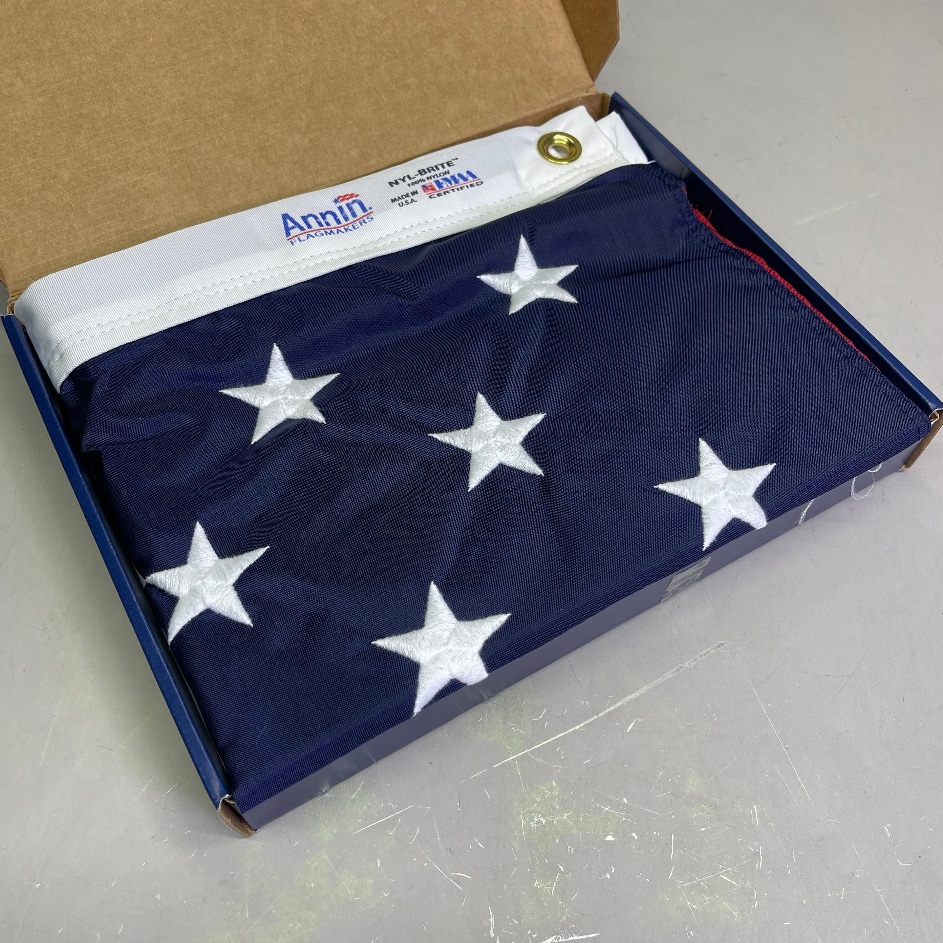 ANNIN American Flag USA Made Nylon UV Resistant 4'x 6' Red, White & Blue 3JN77