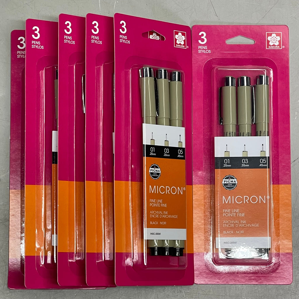 SAKURA (18-PACK) Pigma Micron Pens 0.25mm, 0.35mm, 0.45mm Black 50066