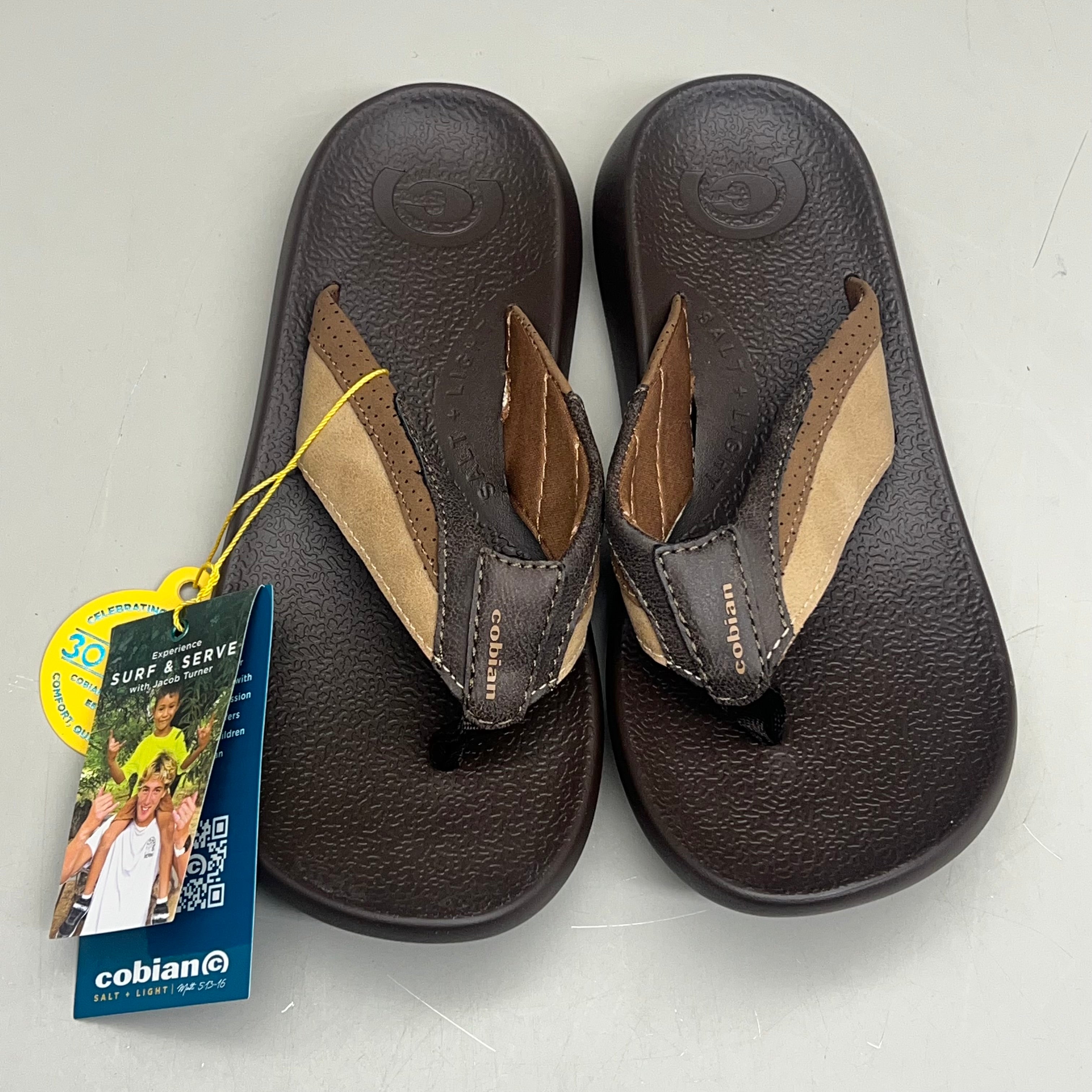 COBIAN Compass Synthetic Leather Strap Sandals Men's Sz 11, EU 44 Chocolate COM25-201-11