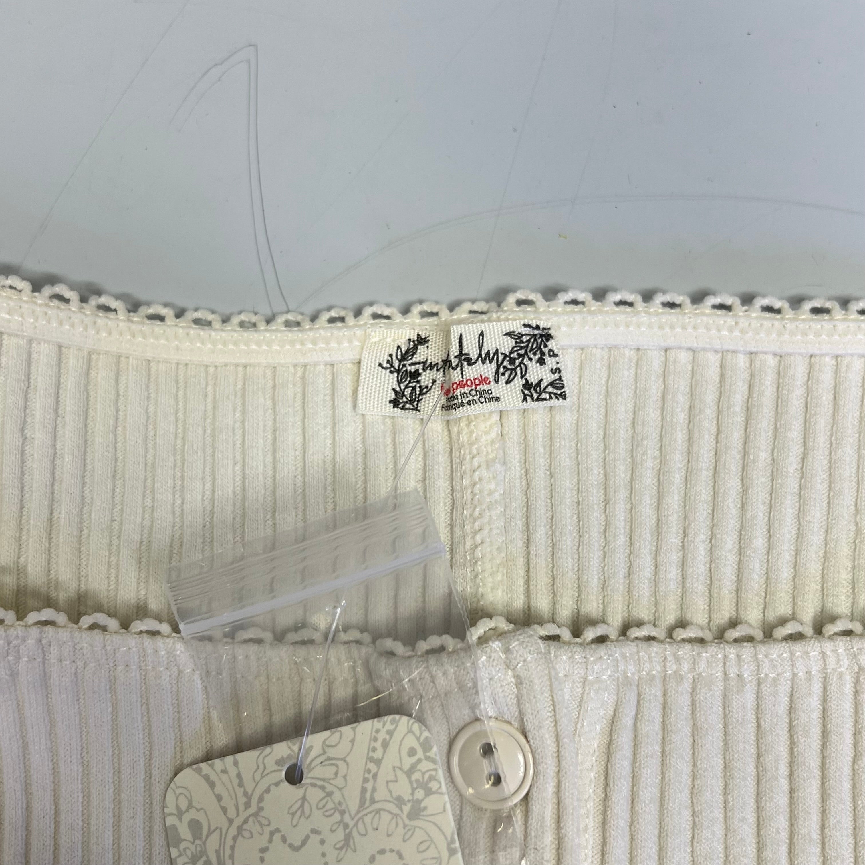 FREE PEOPLE Ribbed Cap Sleeve Most Wanted Cardi Women's Sz S Ivory 92736032