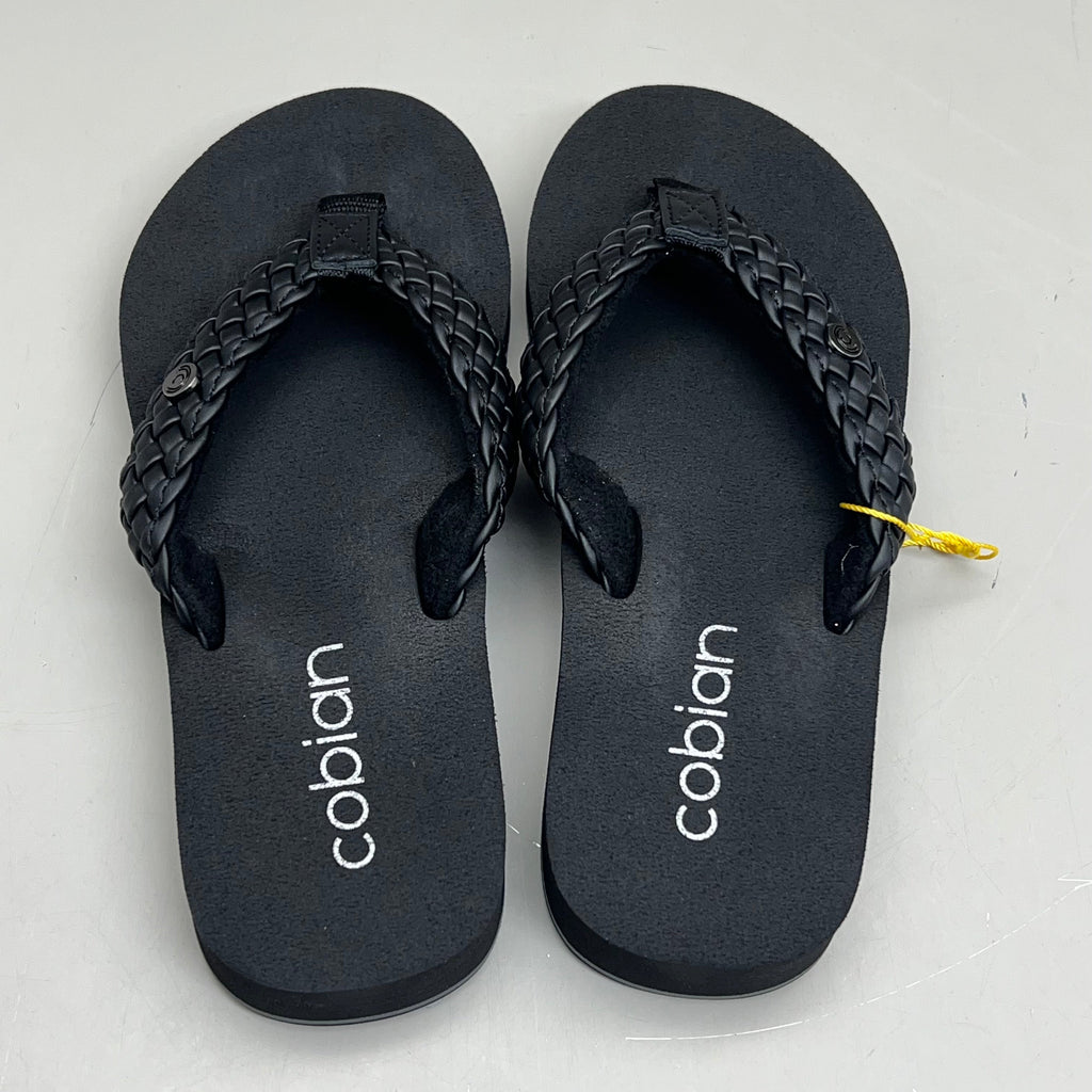 COBIAN Braided Bounce Synthetic Leather Sandals Women's Sz 6 EU 35.5  Black BRB10-001-6