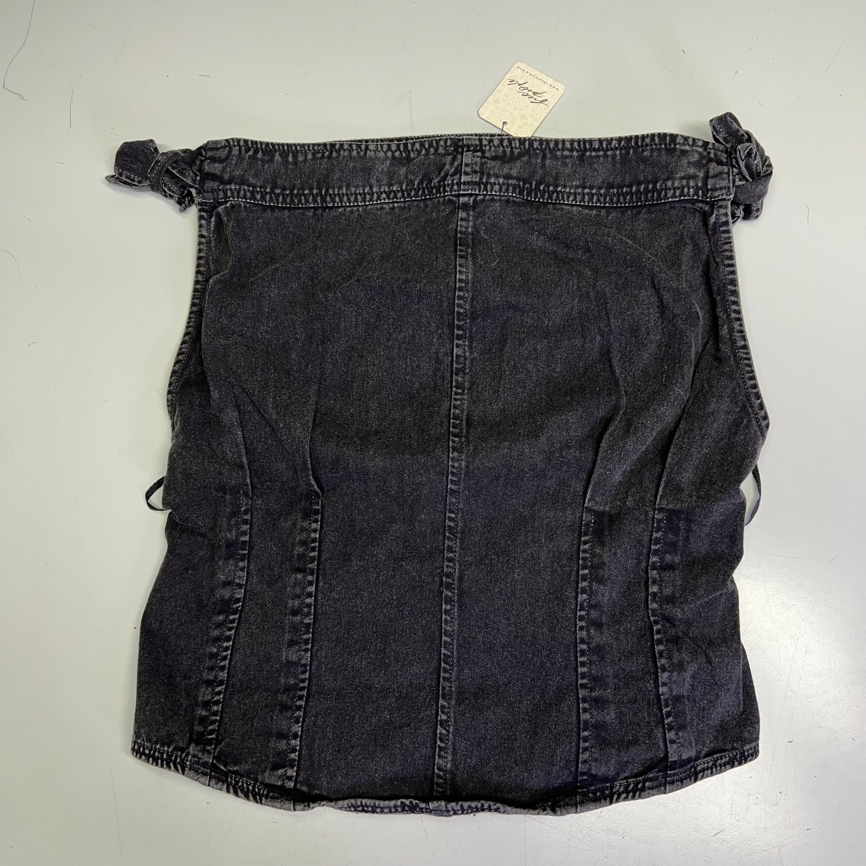 FREE PEOPLE 100% Cotton Louie Indigo Top Women's Sz L Black 98546724