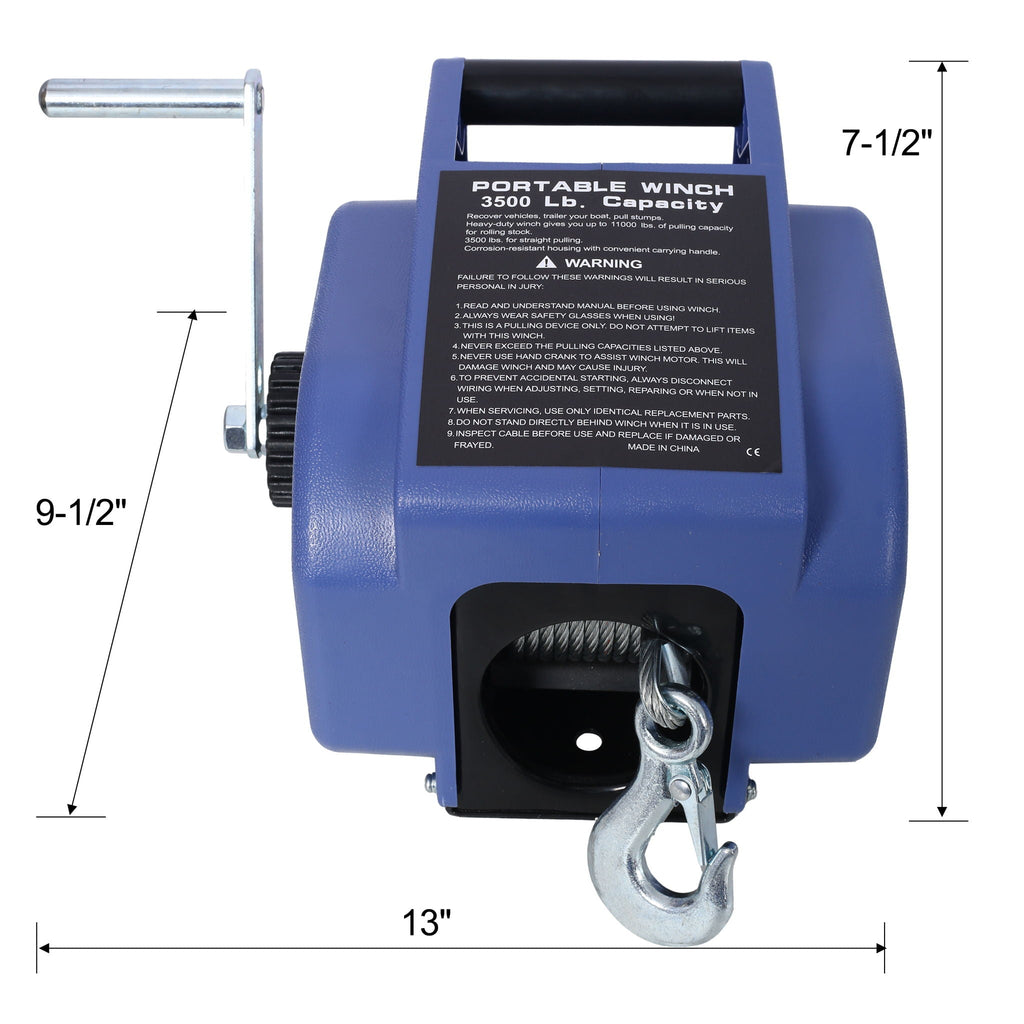 Reversible Electric 12V Trailer Winch for Boats Up to 6000 lbs - Blue