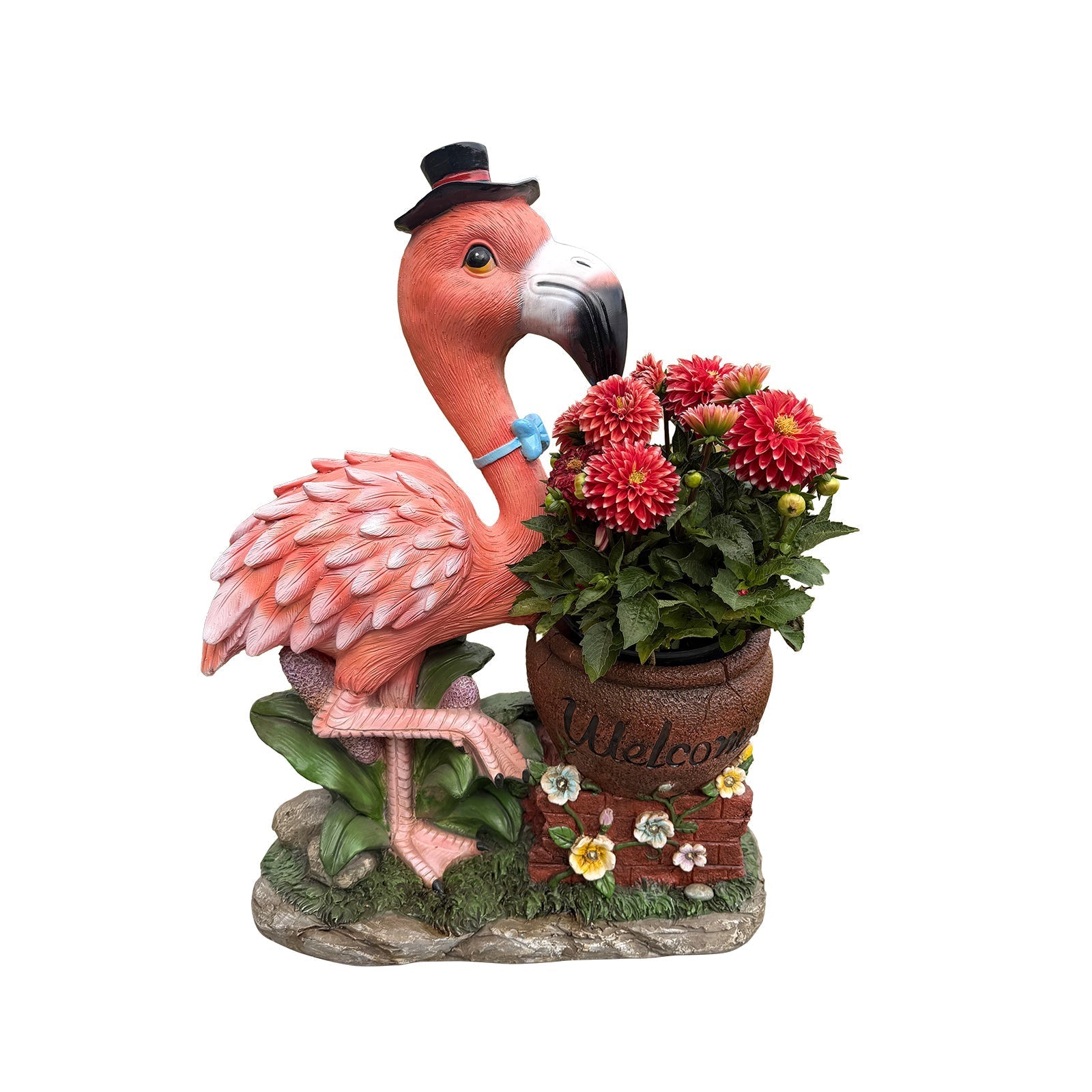 Outdoor Garden Sculpture Flamingo Flower Pot Planter