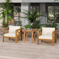 Patio Conversation Set with Acacia Wood Armchairs and End Table