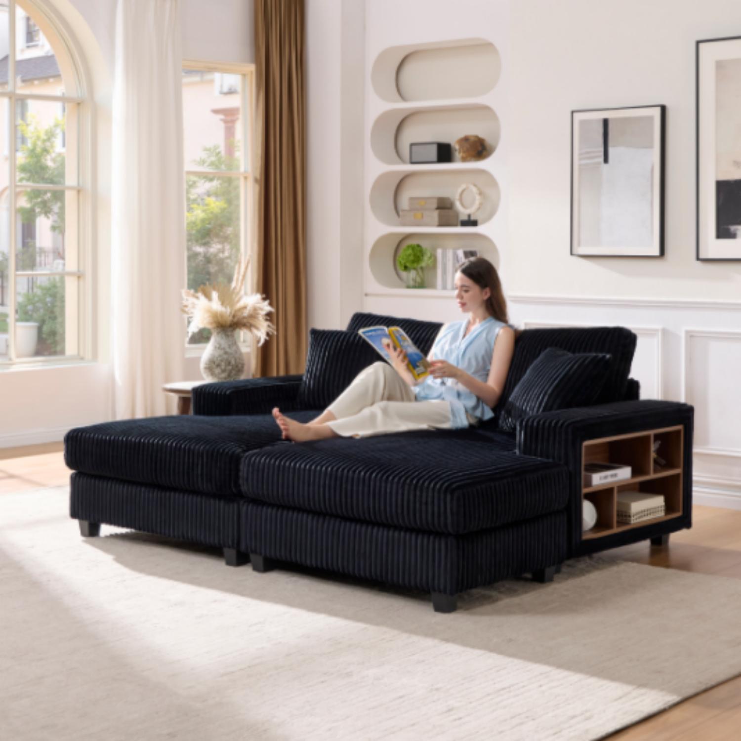 Convertible Sectional Sofa, Sleeper Oversized Living Room Lounge