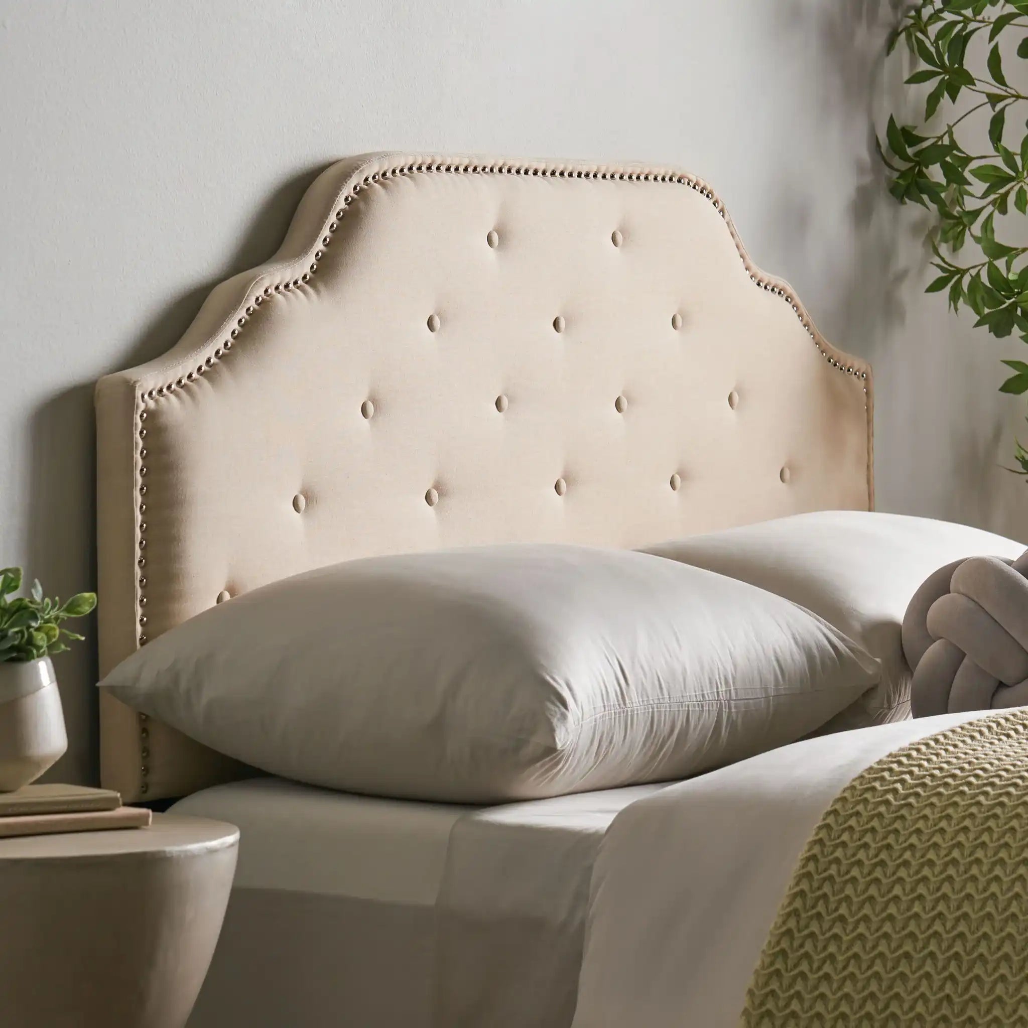 Luella Button Tufted Upholstered Headboard