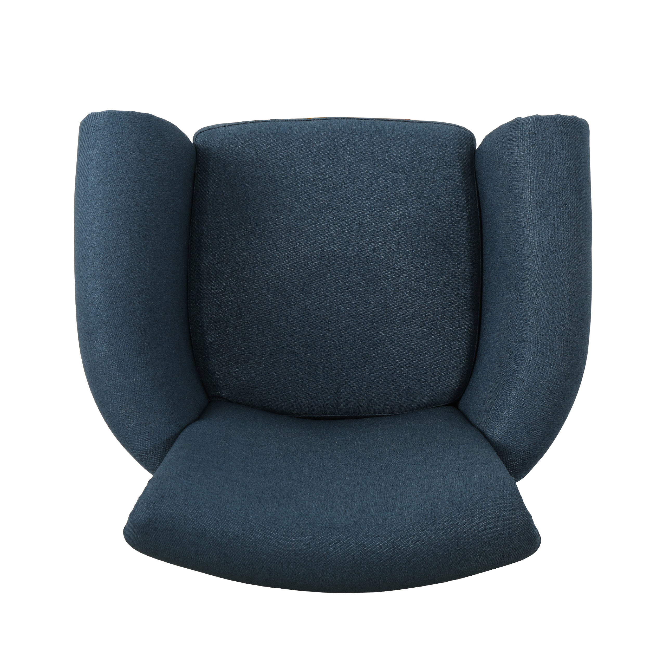 Elegant Navy Blue Fabric Club Chair with Nailhead Trim and Birch Wood Legs