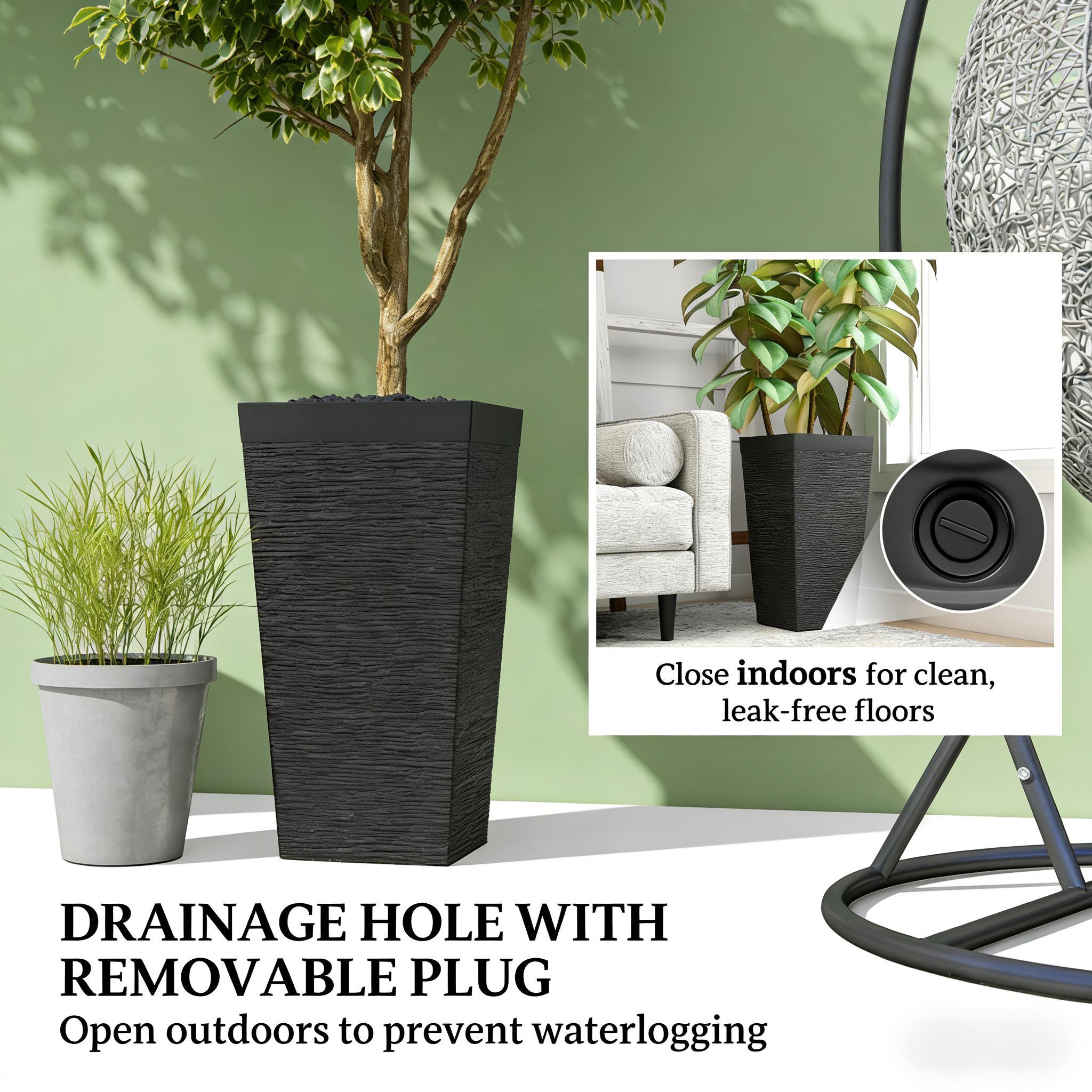 Modern Design Stackable Tapered Planters, Set of 3 Outdoor Planters