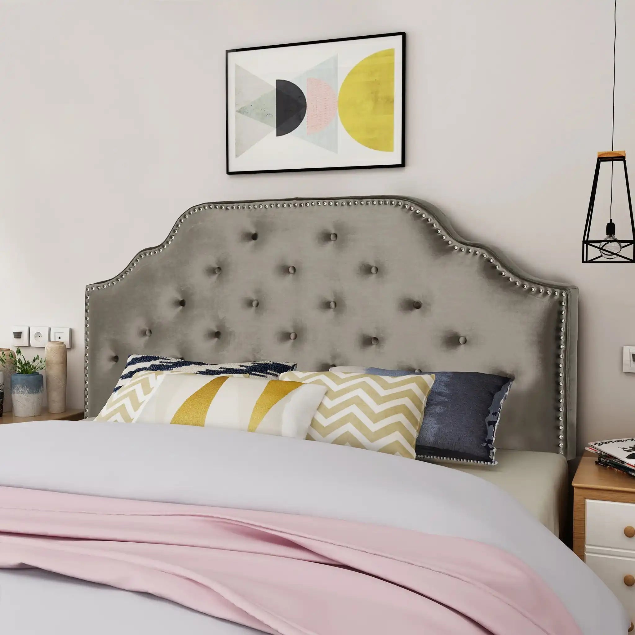 Luella Button Tufted Upholstered Headboard