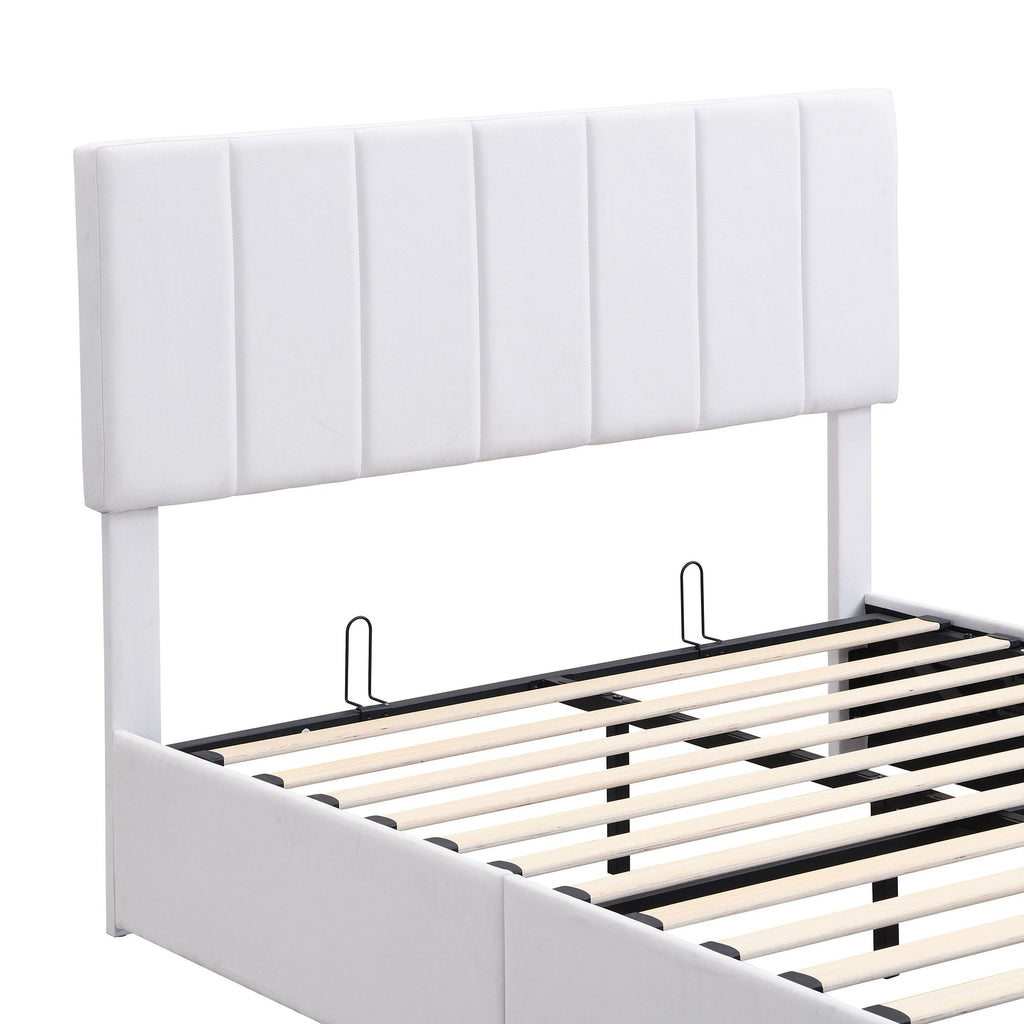 Elegant Upholstered Platform Bed With Hydraulic Storage System