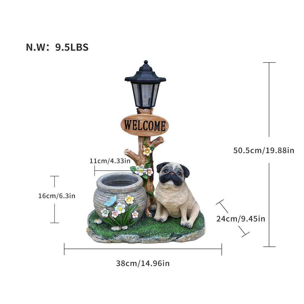 Sitting Pug Dog Planter Statue
