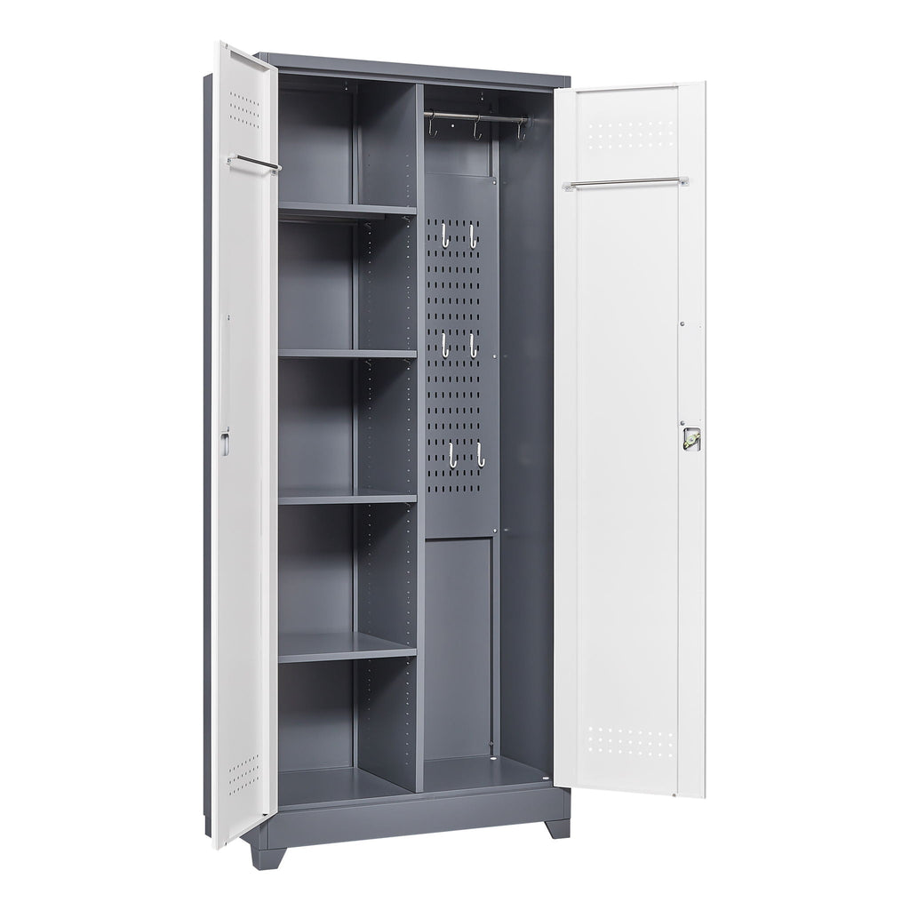 Lockers With Locking Doors, Adjustable Shelves, High Broom Tool Storage Cabinet