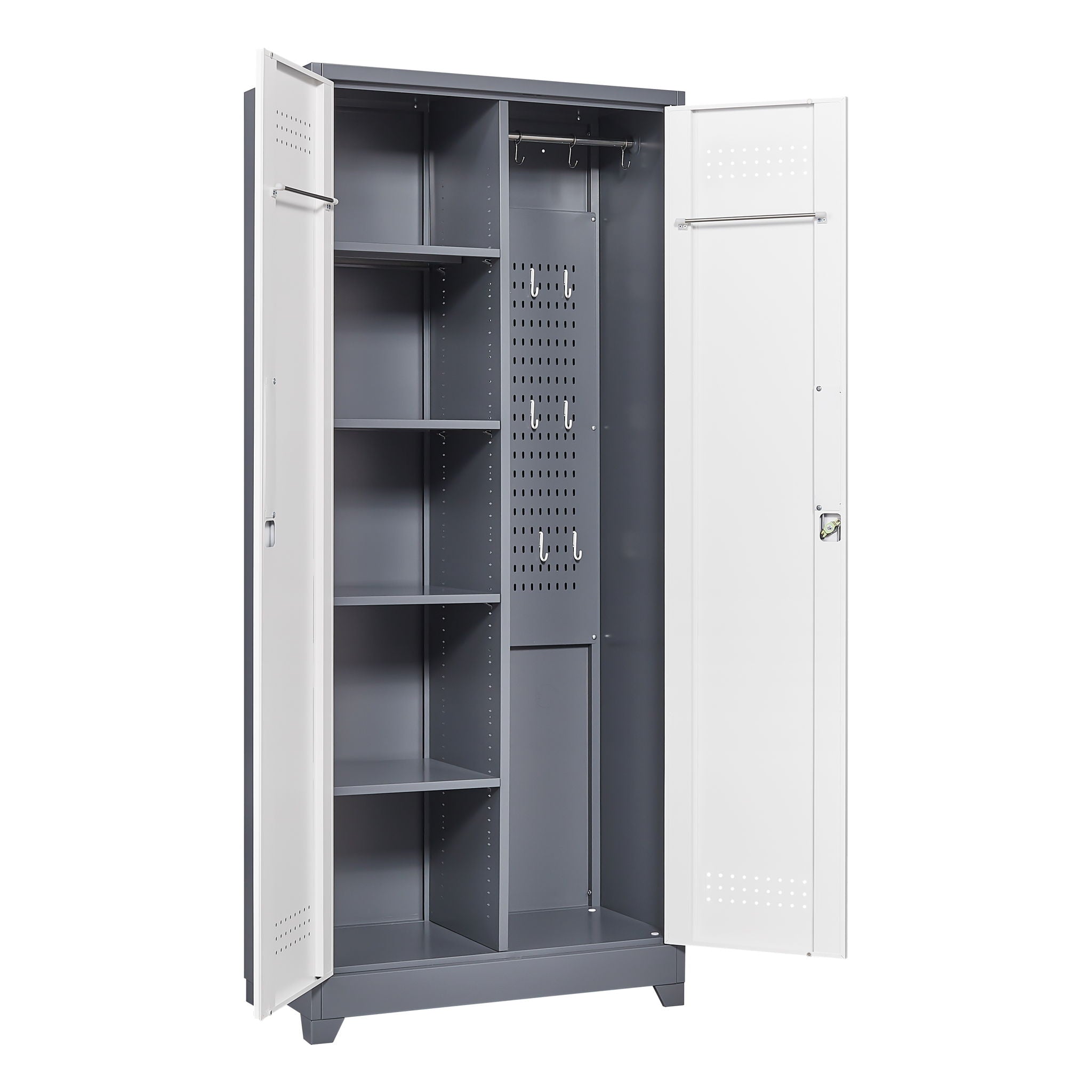 Lockers With Locking Doors, Adjustable Shelves, High Broom Tool Storage Cabinet