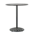Elegant Cast Aluminum Round Bar Table With Romantic Filigree Design - Copper